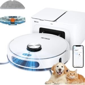 Robot Vacuum and Mop Combo, 3-in-1 Robotic Vacuums Cleaner with Strong 6000Pa Suction & LiDAR Navigation Smart Mapping, Self Emptying Bases for 70 Days-White, for Pet Hair, Hard Floor, Carpet